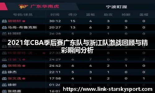 2021年CBA季后赛广东队与浙江队激战回顾与精彩瞬间分析